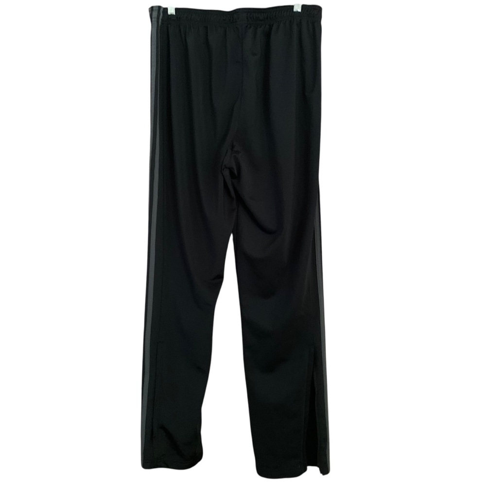 Adidas Black Gray 3 Stripe Pull On Warm Up Track Pants Ankle Zip Sz XL - Picture 2 of 10
